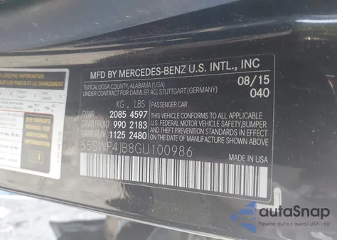 2016 Mercedes-Benz C 300 Luxury/Sport from USA, damaged, VIN 55SWF4JB8GU100986